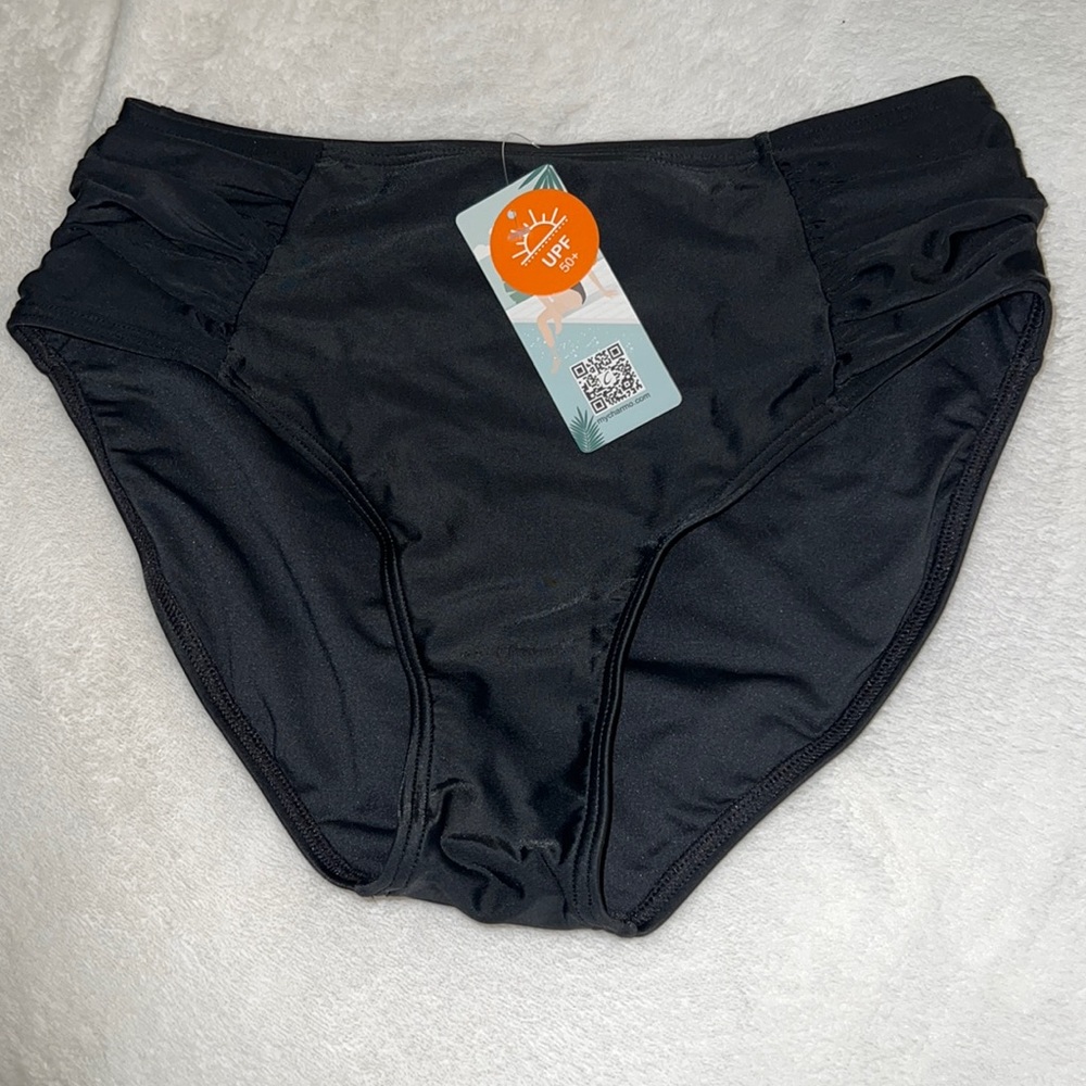 NWT Bikini bottom. High waist. Black. Size M. Tummy control.